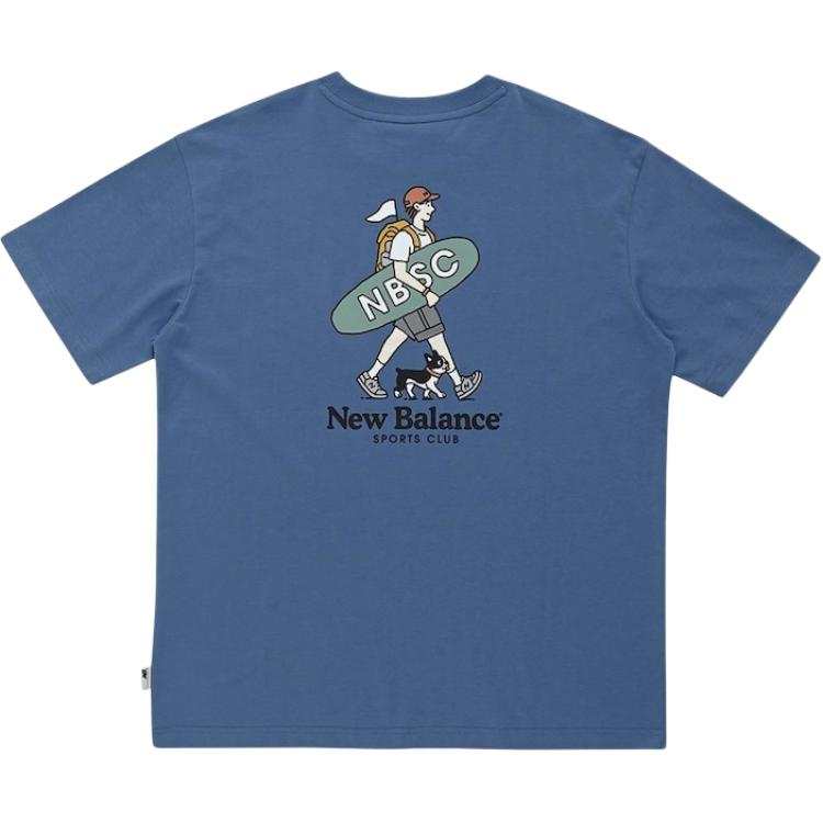 New Balance New Balance T Shirts Men's Blue Crew Neck Moderate Straight Fit