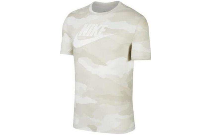 Nike Nike T Shirts Unisex White Camouflage Crew Neck Moderate Straight Fit