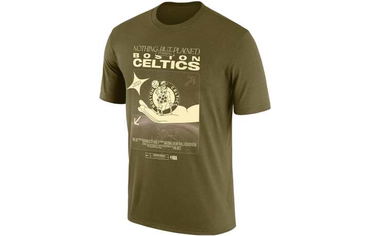 Nike Nike NBA T Shirts Men's Olive Crew Neck Moderate Straight Fit