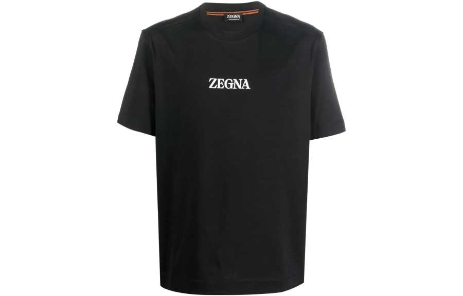 Ermenegildo Zegna T Shirts Men's Black Crew Neck Moderate Straight Fit