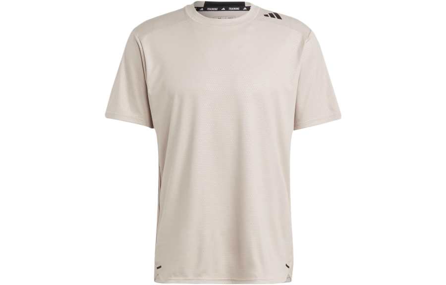 Adidas Adidas D4T T Shirts Men's Beige Crew Neck Moderate Straight Fit