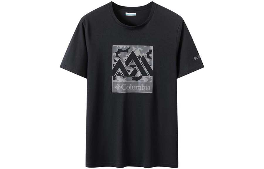 Columbia T Shirts Men's Black Crew Neck Moderate Straight Fit