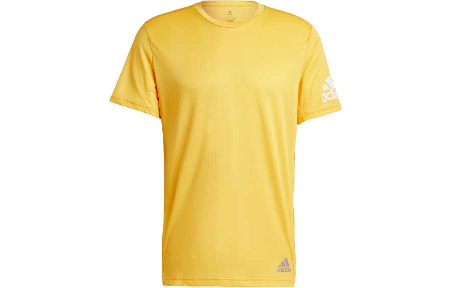 Adidas Adidas T Shirts Men's Sunlight Yellow Crew Neck Moderate Straight Fit
