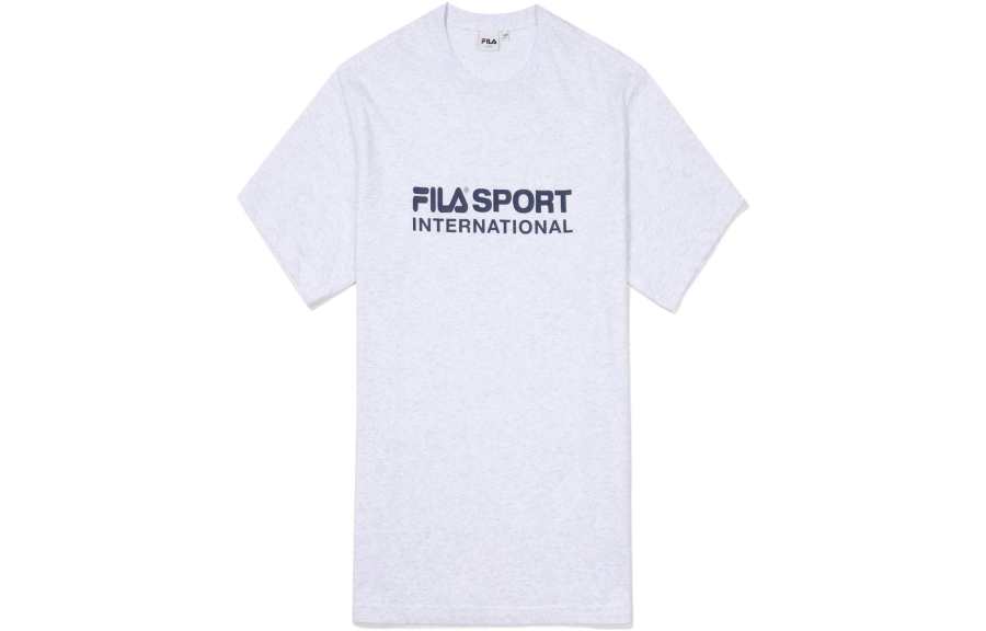 FILA T Shirts Unisex White Crew Neck Moderate Straight Fit