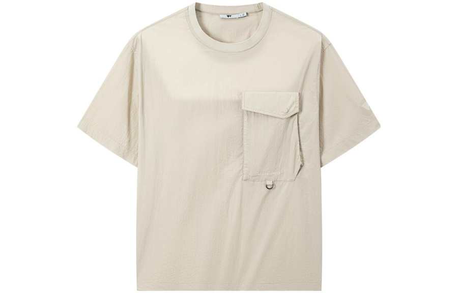 SEPTWOLVES T Shirts Men's Ivory White Crew Neck Moderate Straight Fit