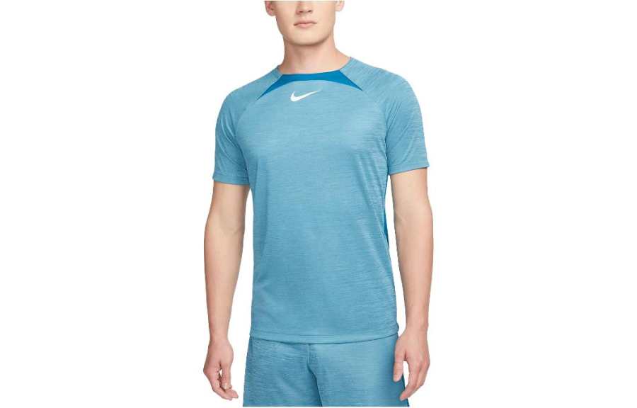 Nike Nike T Shirts Men's Lake Blue Crew Neck Moderate Straight Fit