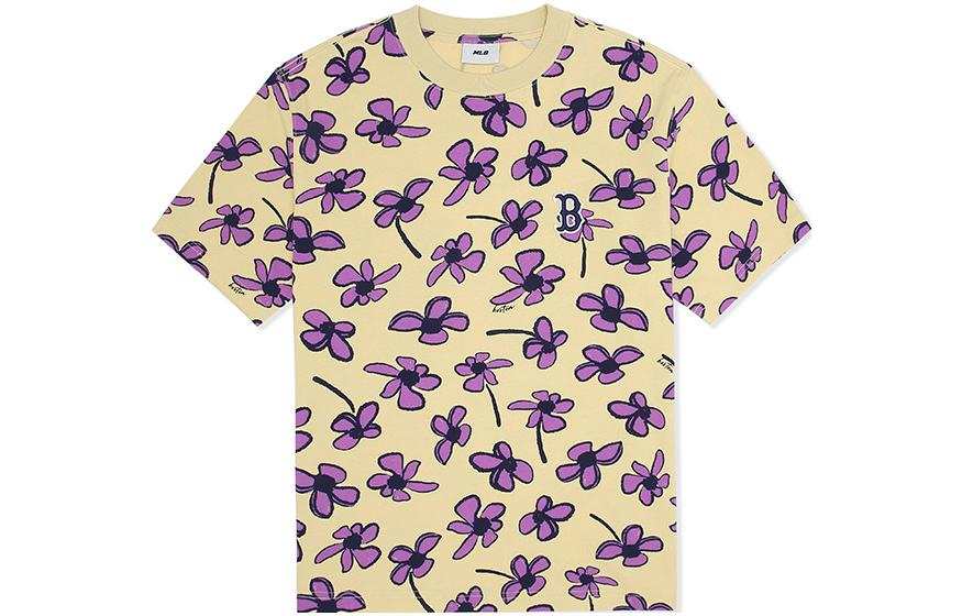 MLB T Shirts Unisex Dark Skin Beige Crew Neck Moderate Straight Fit