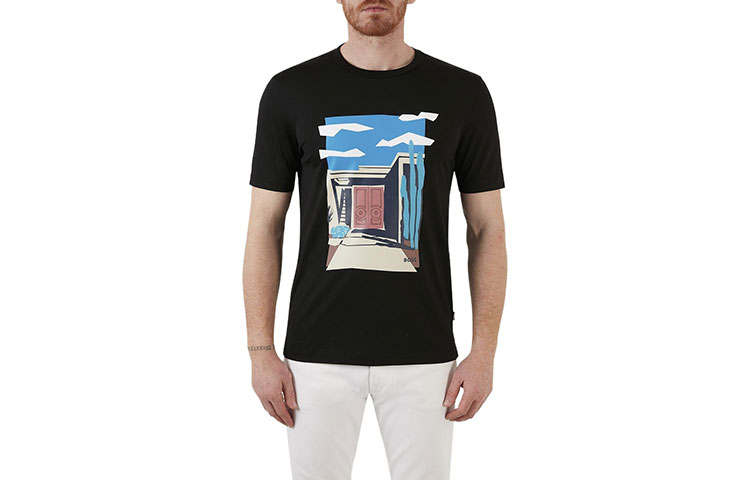 HUGO BOSS T Shirts Men's Black Crew Neck Moderate Straight Fit