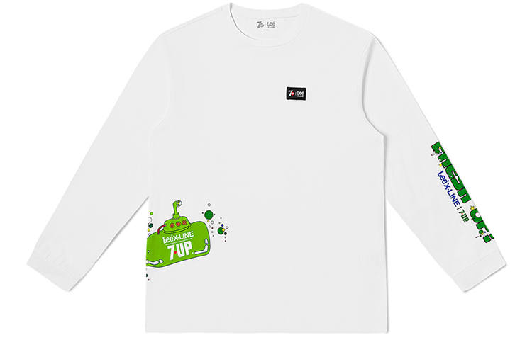 Lee X 7up T Shirts Men's White Crew Neck Moderate Straight Fit