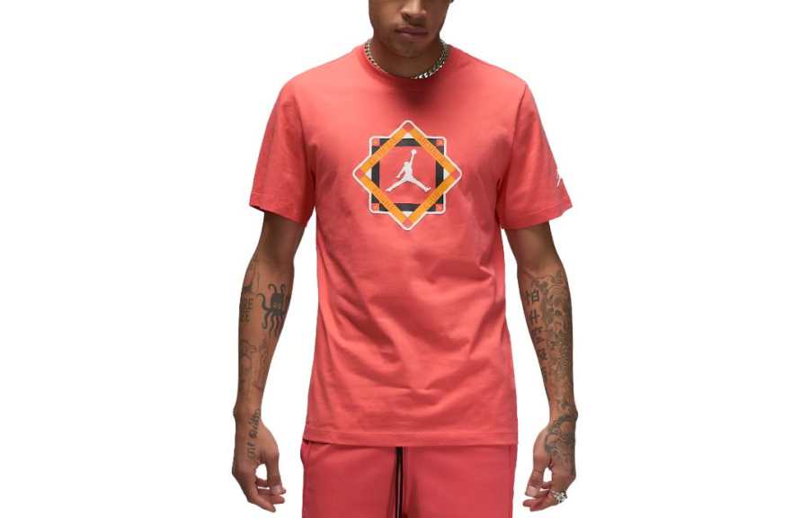 Jordan Jordan T Shirts Men's Watermelon Red Crew Neck Moderate Straight Fit