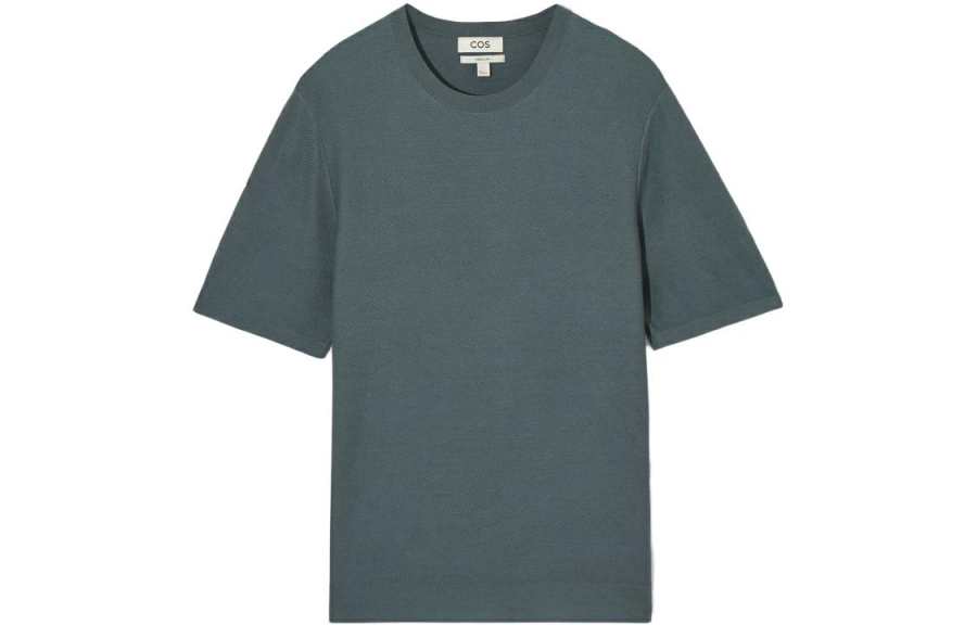 COS T Shirts Men's Blue Crew Neck Moderate Straight Fit