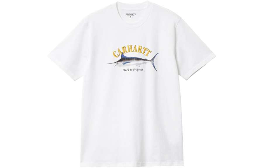 Carhartt WIP T Shirts Men's White Crew Neck Moderate Straight Fit