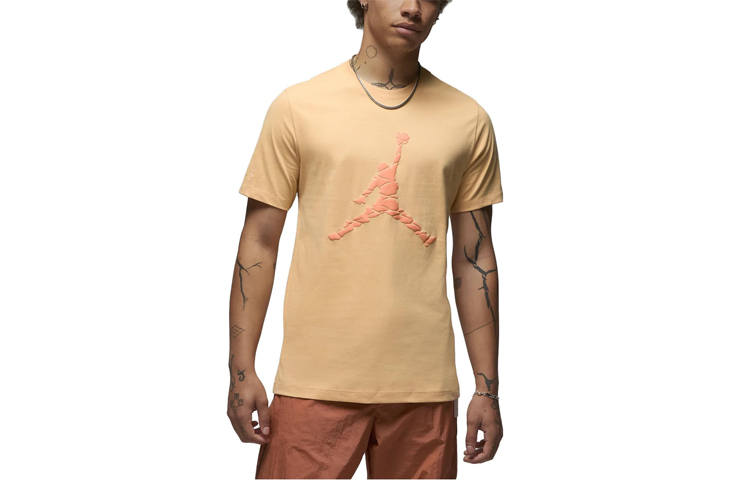 Jordan Jordan ESSENTIALS T Shirts Men's Gold Crew Neck Moderate Straight Fit