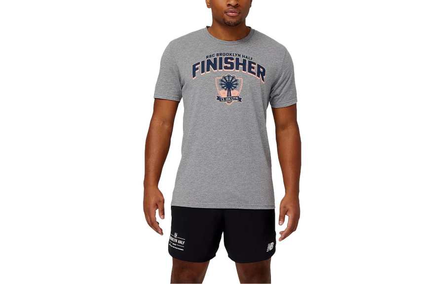 New Balance New Balance T Shirts Men's Light Gray Crew Neck Moderate Straight Fit