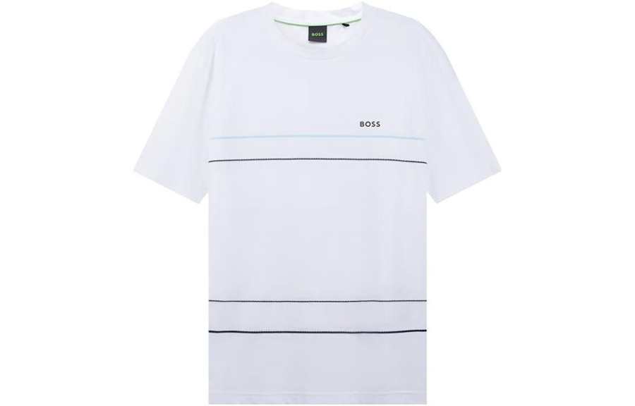 HUGO BOSS T Shirts Men's White Crew Neck Moderate Straight Fit