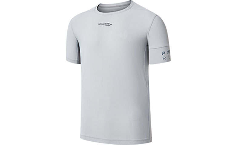Saucony T Shirts Men's Light Gray Crew Neck Moderate Straight Fit
