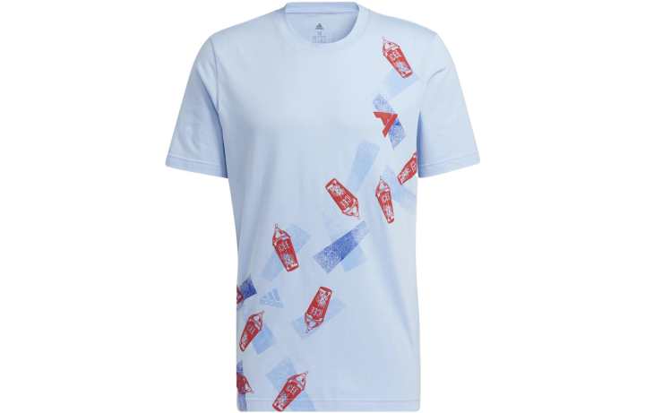 Adidas Adidas T Shirts Men's Blue Crew Neck Moderate Straight Fit