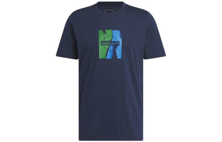 Adidas Adidas T Shirts Men's Marine Blue Crew Neck Moderate Straight Fit