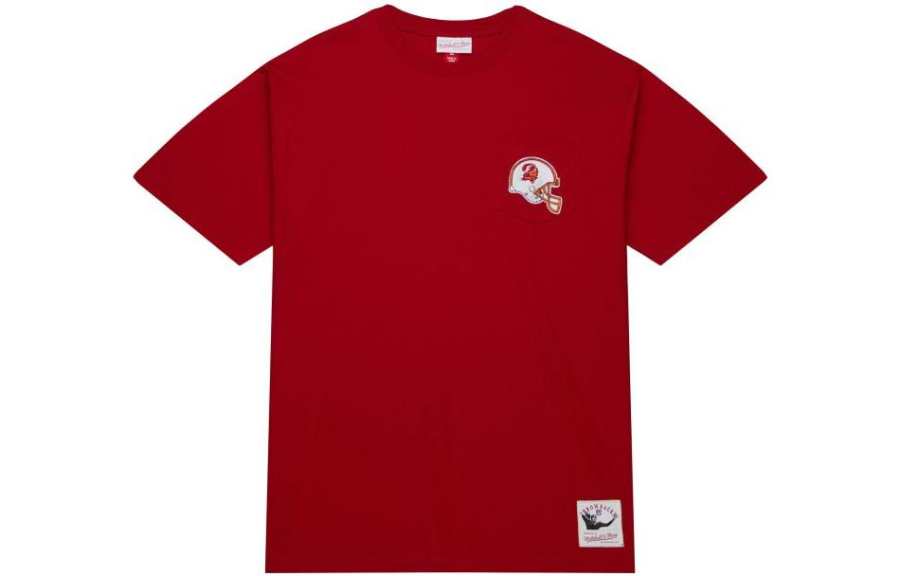 Mitchell Ness Mitchell Ness T Shirts Men's Red Crew Neck Moderate Straight Fit