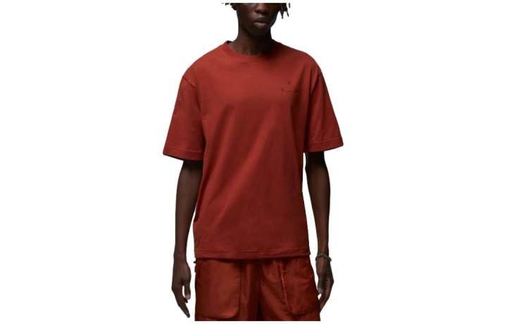 Jordan Jordan T Shirts Men's Dark Red Crew Neck Moderate Straight Fit