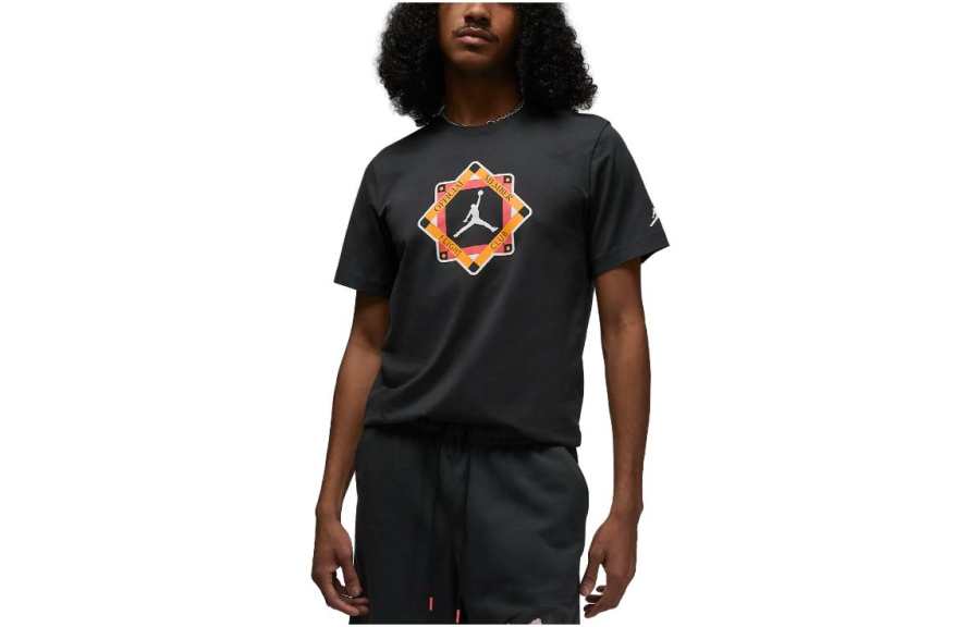 Jordan Jordan T Shirts Men's Black Crew Neck Moderate Straight Fit