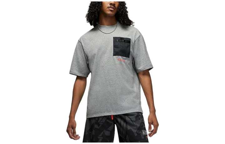 Jordan Jordan PSG T Shirts Men's Gray Crew Neck Moderate