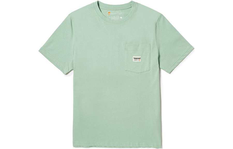 Timberland T Shirts Men's Frost Green Crew Neck Moderate Straight Fit