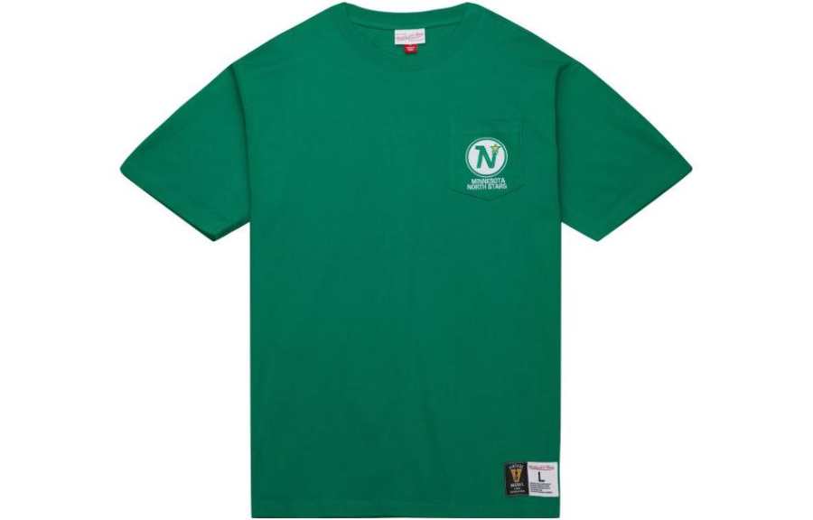 Mitchell Ness T Shirts Men's Green Crew Neck Moderate Straight Fit