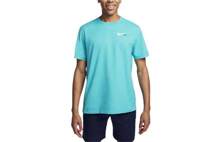 Nike Nike T Shirts Men's Lake Blue Crew Neck Moderate Straight Fit