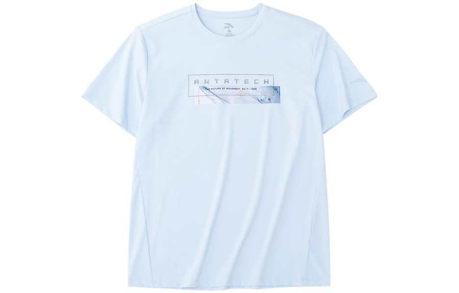 ANTA T Shirts Men's Blue Crew Neck Moderate Straight Fit