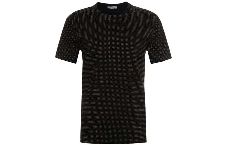 VERSACE T Shirts Men's Black Crew Neck Moderate Straight Fit