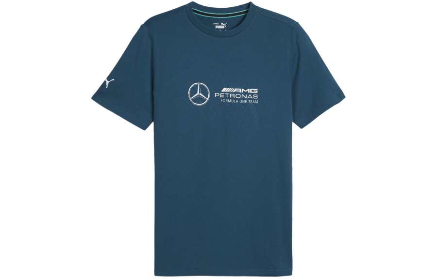 PUMA T Shirts Men's Ocean Blue Crew Neck Moderate Straight Fit