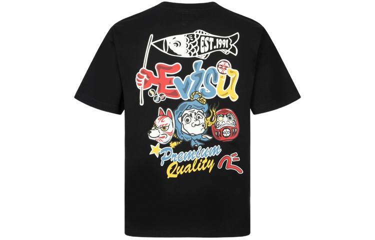 EVISU T Shirts Men's Crew Neck Moderate Straight Fit
