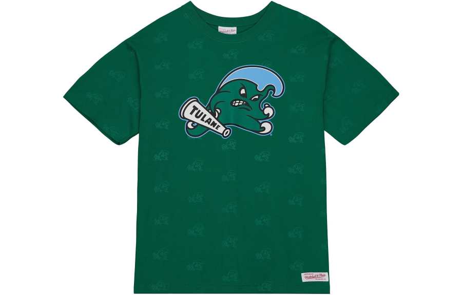 Mitchell Ness T Shirts Men's Green Crew Neck Moderate Straight Fit