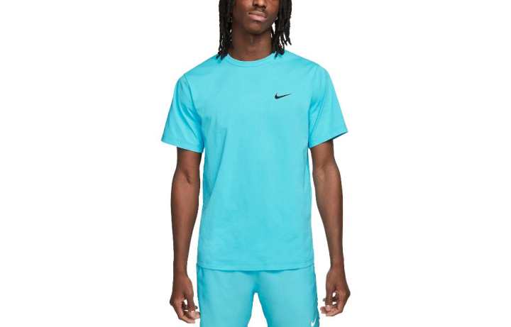 Nike Nike T Shirts Men's Cyan Crew Neck Moderate Straight Fit