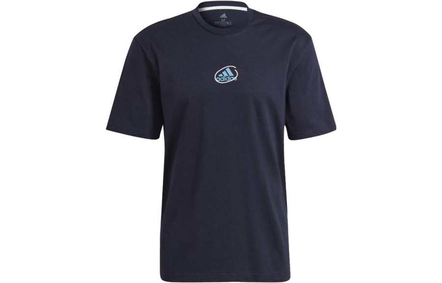 Adidas Adidas T Shirts Men's Blue Crew Neck Moderate Straight Fit