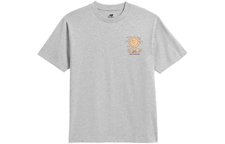 New Balance New Balance T Shirts Men's Gray Crew Neck Moderate Straight Fit
