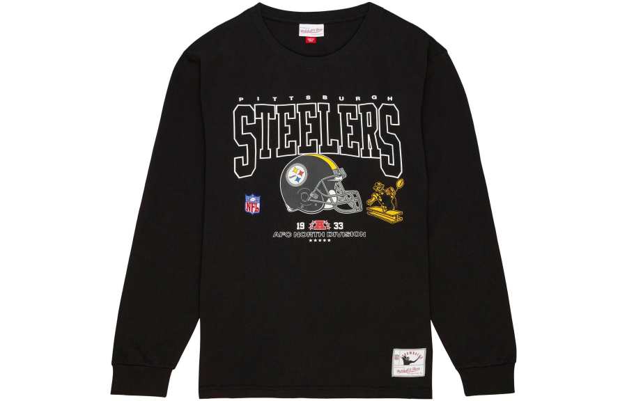 Mitchell Ness T Shirts Men's Black Crew Neck Moderate Straight Fit