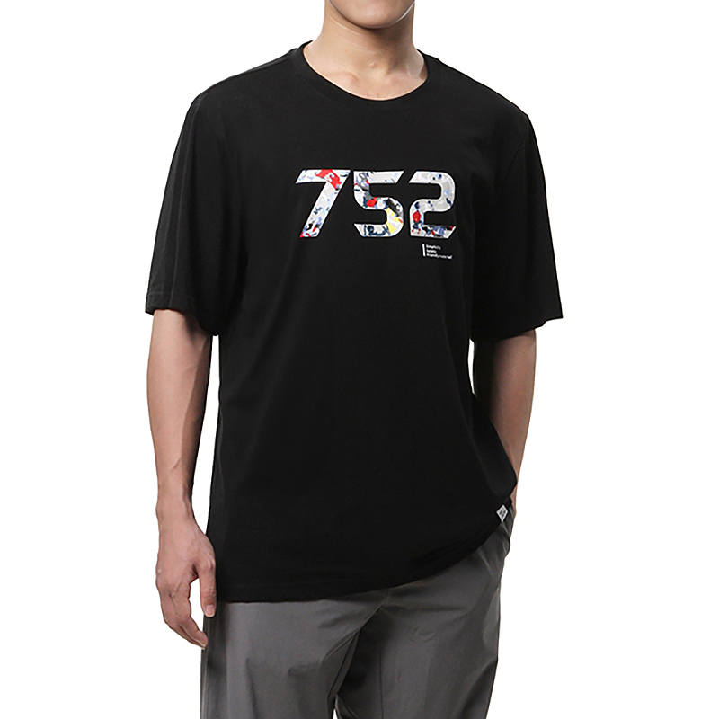 TREKSTA T Shirts Unisex Black Crew Neck Moderate Straight Fit