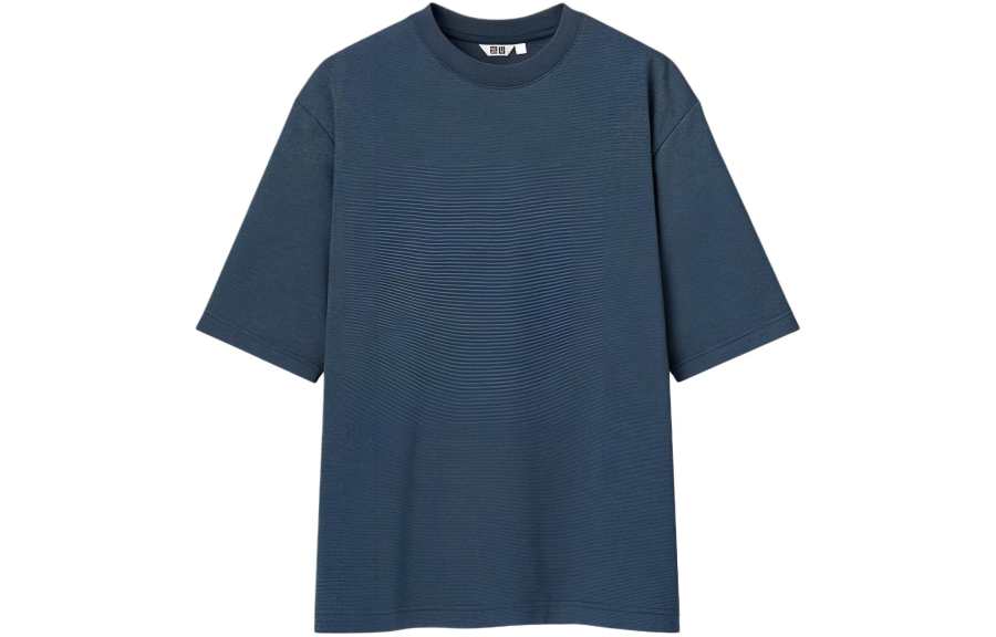 UNIQLO U Collection T Shirts Men's Sea Blue Crew Neck Moderate