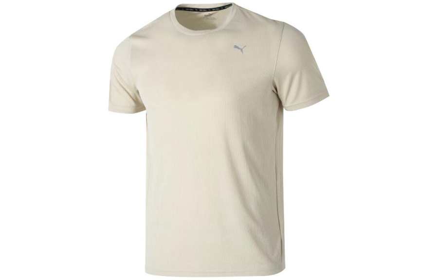 PUMA T Shirts Men's Khaki Crew Neck Moderate
