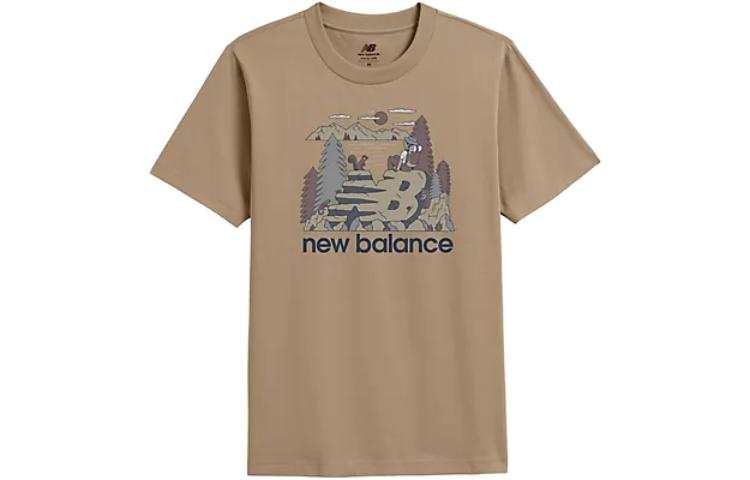New Balance New Balance T Shirts Men's Brown Crew Neck Moderate Straight Fit