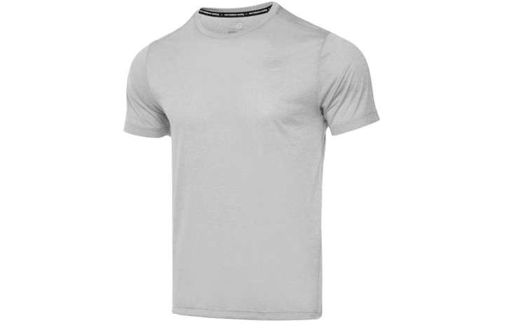 New Balance New Balance T Shirts Men's Gray Crew Neck Moderate Straight Fit