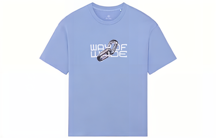 Li-Ning Li Ning T Shirts Unisex Blue Crew Neck Moderate Straight Fit