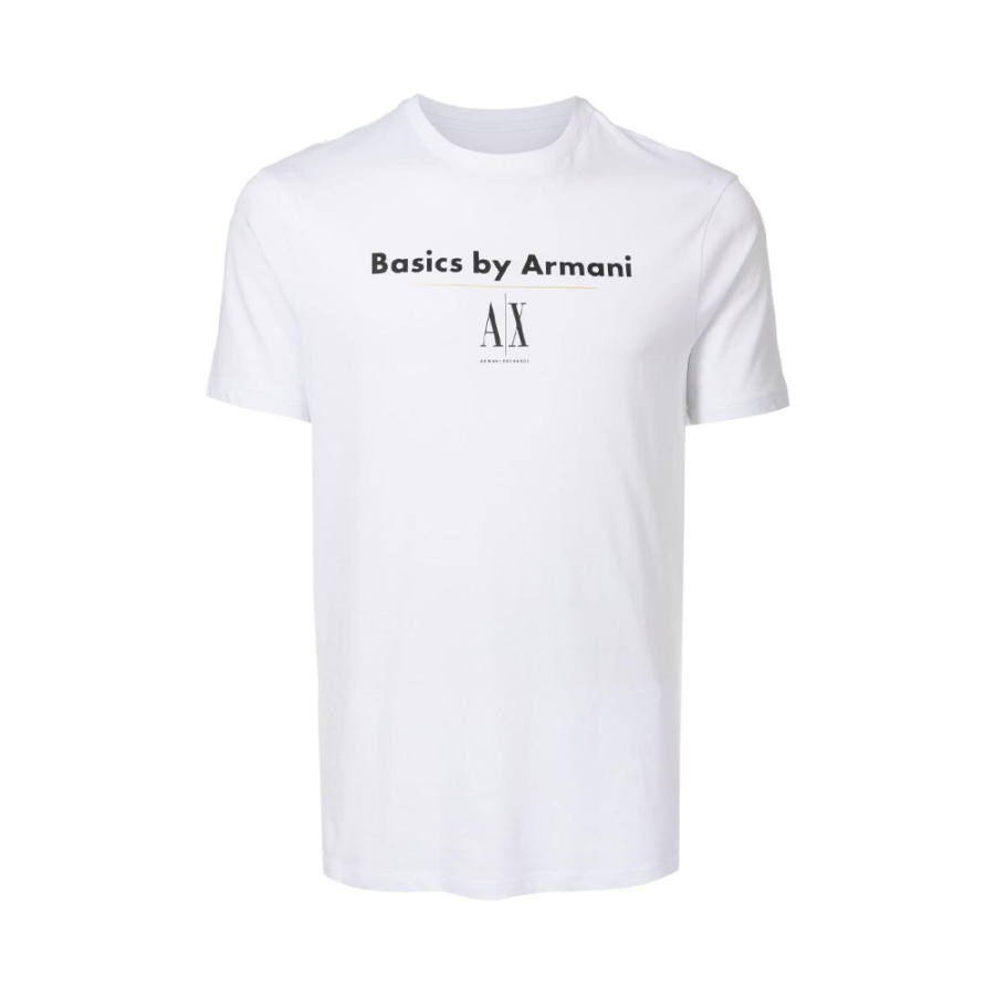 ARMANI EXCHANGE ARMANI EXCHANGEAE Solid Color Logo Print Straight Fit Short Sleeved Shirt SS23 T Shirt Men's White