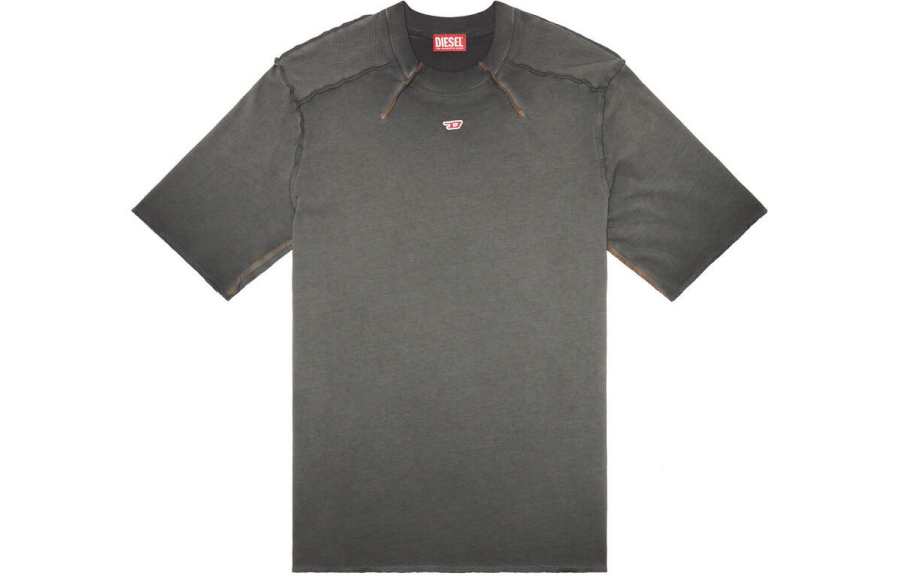 DIESEL T Shirts Unisex Gray Crew Neck Moderate