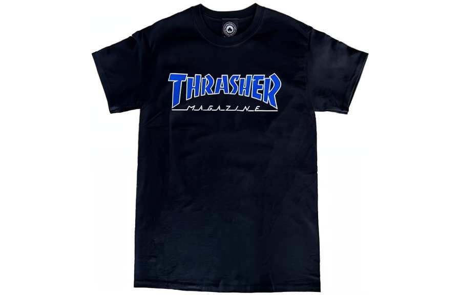 Thrasher T Shirts Unisex Black Blue Crew Neck Moderate Straight Fit