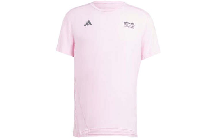 Adidas Adidas Marathon 20 T Shirts Men's Pink Crew Neck Moderate Straight Fit