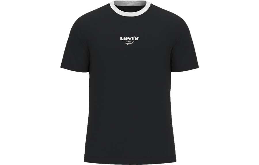 Levis T Shirts Men's Black Crew Neck Moderate Straight Fit