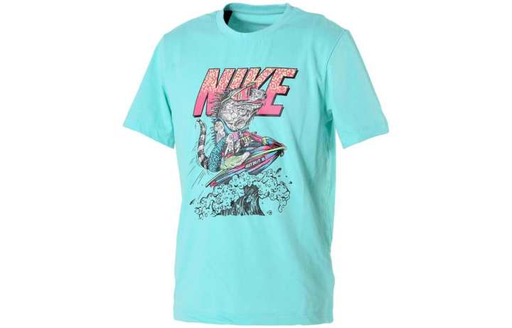 Nike Nike T Shirts Men's Turquoise Crew Neck Moderate Straight Fit
